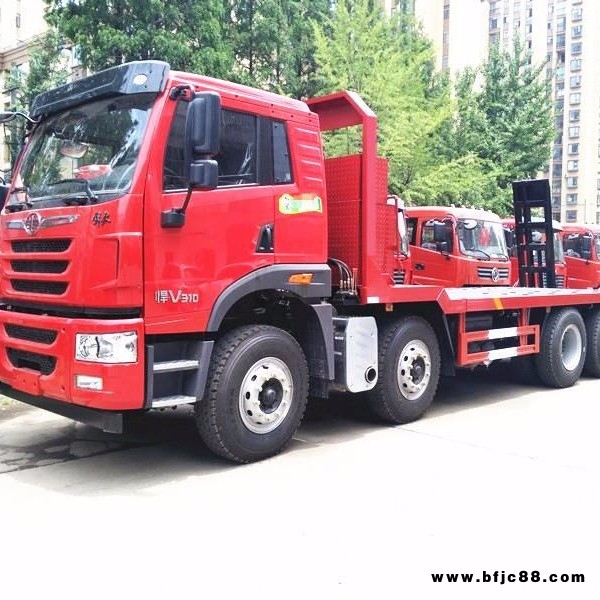 國五大型挖掘機平板拖車  解放350馬力挖掘機拖車 35噸-40挖掘機平板拖車廠家