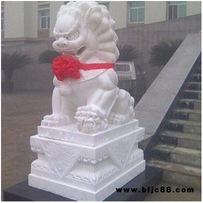 盛晟石雕晚霞紅石雕獅子 仿古看門石獅