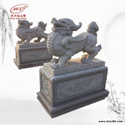 石雕貔貅 青石貔貅 一對(duì)動(dòng)物雕刻 看門風(fēng)水石雕擺件