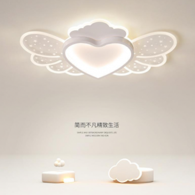 兒童房燈現(xiàn)代簡(jiǎn)約云朵燈天使心形女生臥室燈吸頂燈女孩公主房間燈