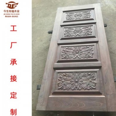 廠家供應實木門室內房間門沙比利入戶大門新中式套裝柚木原木門