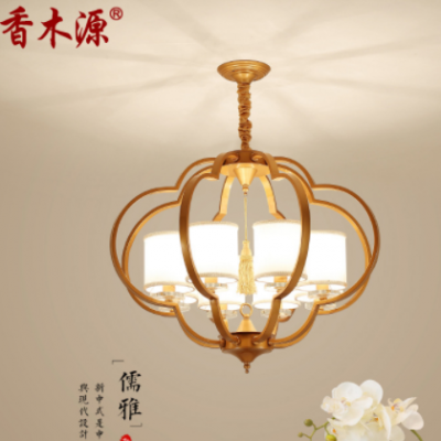 新中式吊燈客廳燈餐廳燈中國(guó)風(fēng)大氣古典布藝創(chuàng)意個(gè)性臥室燈具3208