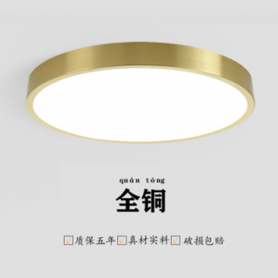 全銅LED吸頂燈陽臺燈圓形超薄臥室簡約純銅客廳過道衛生間燈具
