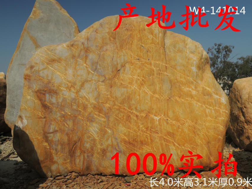 批發黃色園林石，批發大型黃色景觀石，刻字大黃石示例圖14