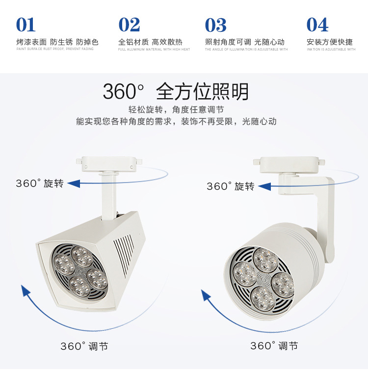 新款led軌道燈P30射燈E27服裝展廳聚光導軌燈家具城射燈廠家批發示例圖4