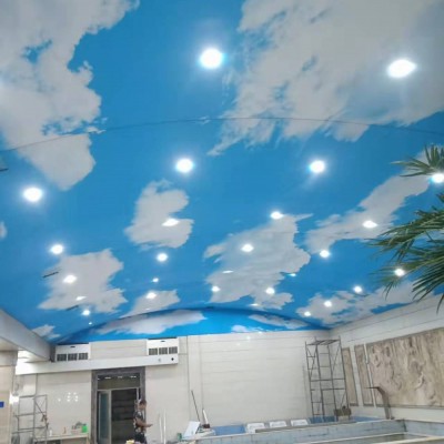 山東洗浴吊頂材料批發 臨沂大市場洗浴波浪吊頂安裝 軟膜天花工程