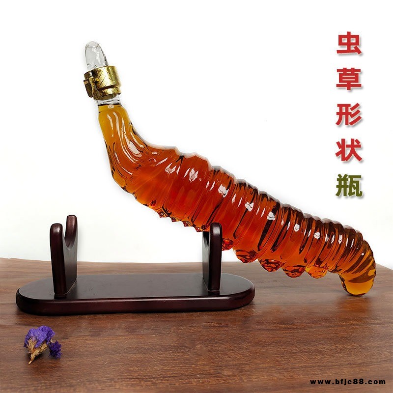 河間華企生產藝術酒瓶冬蟲酒瓶高硼硅玻璃酒瓶泡酒瓶容器750ml