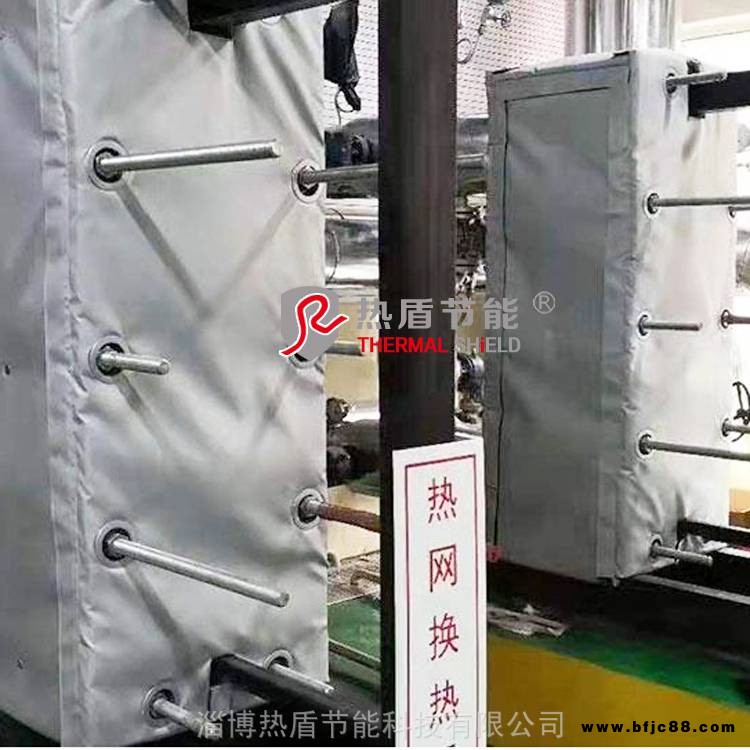 板換保溫套，熱力站保溫套，換熱器保溫套，換熱器隔熱被，可重復(fù)使用，節(jié)能降耗，綠色環(huán)保，方便檢修，淄博
