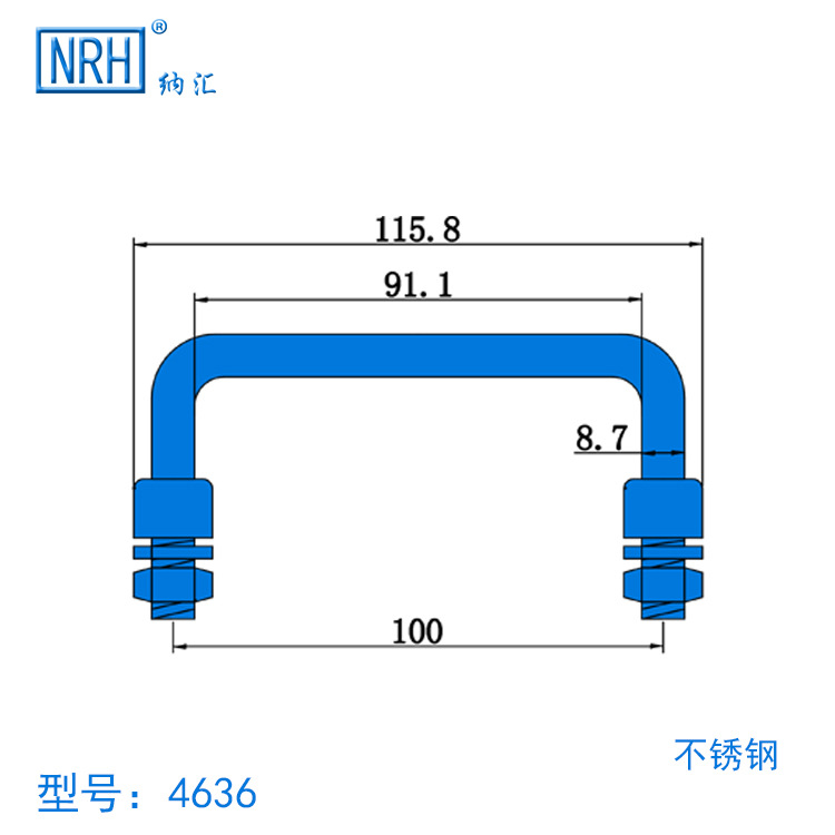 NRH/納匯 提手 拉手 工業拉手 不銹鋼折疊拉手 不銹鋼304拉手示例圖2