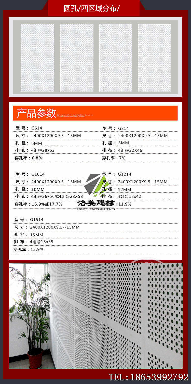 包郵 穿孔吸音紙面石膏板示例圖16