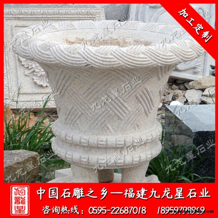 歐式石雕花盆設(shè)計(jì) 景觀石花缽 石材花盆花缽 福建九龍星石業(yè)